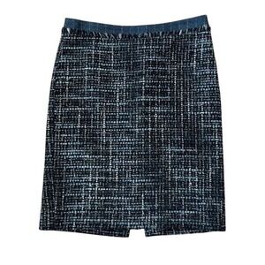 Trina Turk Wool Blend Tweed Pencil Skirt Blue Black Size 8‎